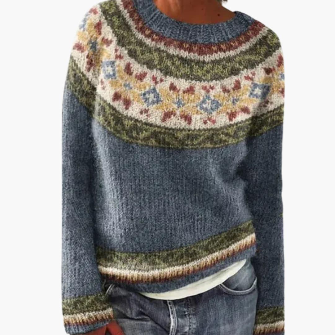 Women's textured stripe knit sweater, round neck with ribbed trim, cozy regular fit for everyday wear