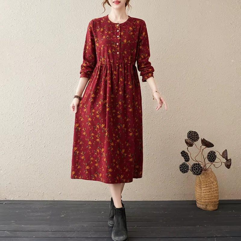 Floral linen midi dress lightweight breathable blend effortless silhouette for modern women