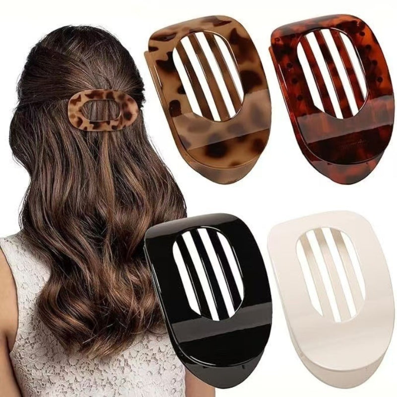 Clova 4-pack minimalist flat claw hair clips strong spring hold for all hair types