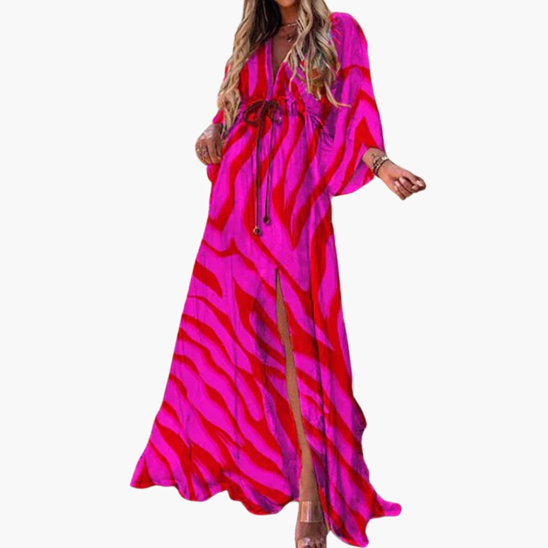 Women's colorful floral print maxi dress lightweight breathable summer style vibrant hues