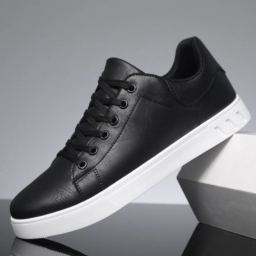 Andrew men's classic white low-top lace-up sneakers with timeless silhouette for everyday wear