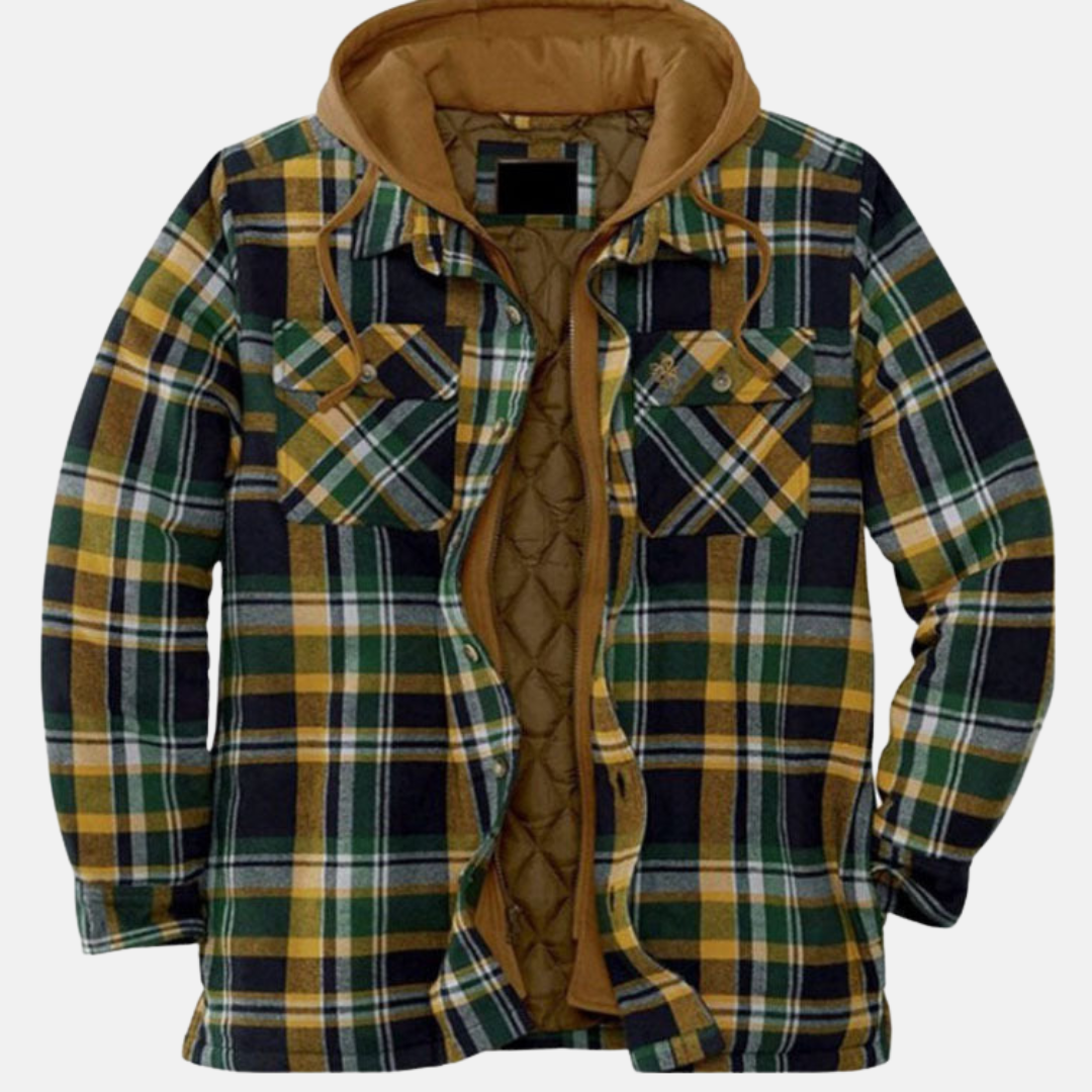 Men's quilted flannel shirt jacket rugged layered style with cozy quilted warmth for outdoor wear