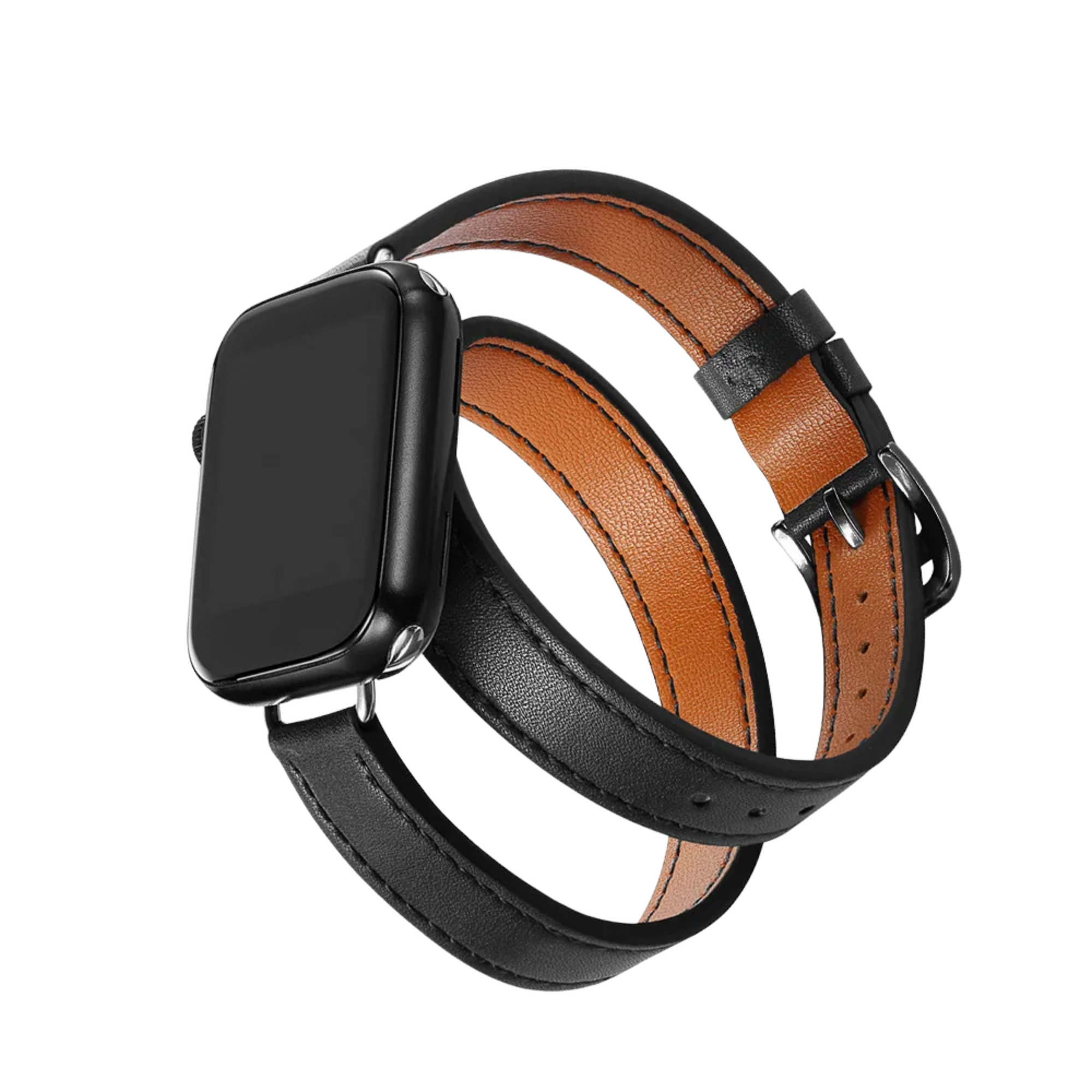 Louvre double tour full-grain leather Watch band hand-stitched wrap-around professional strap