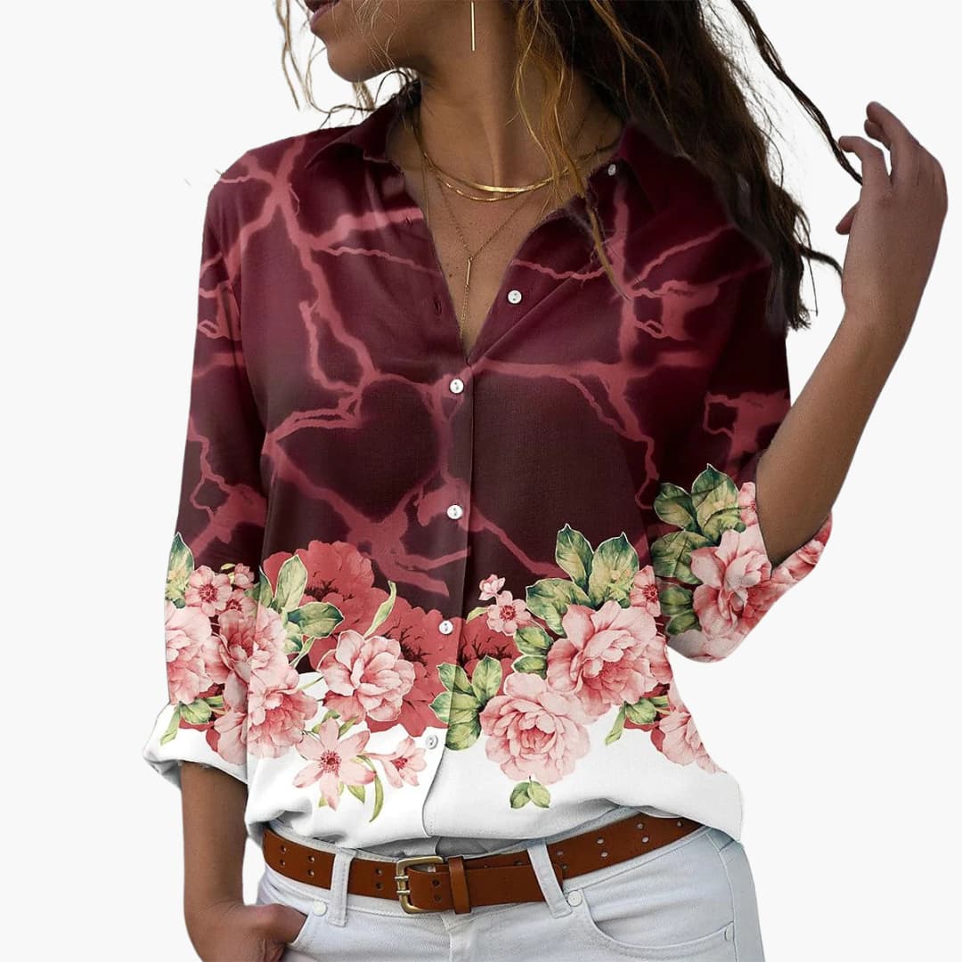 Women's loose fit floral print summer top, lightweight breathable fabric for casual warm weather