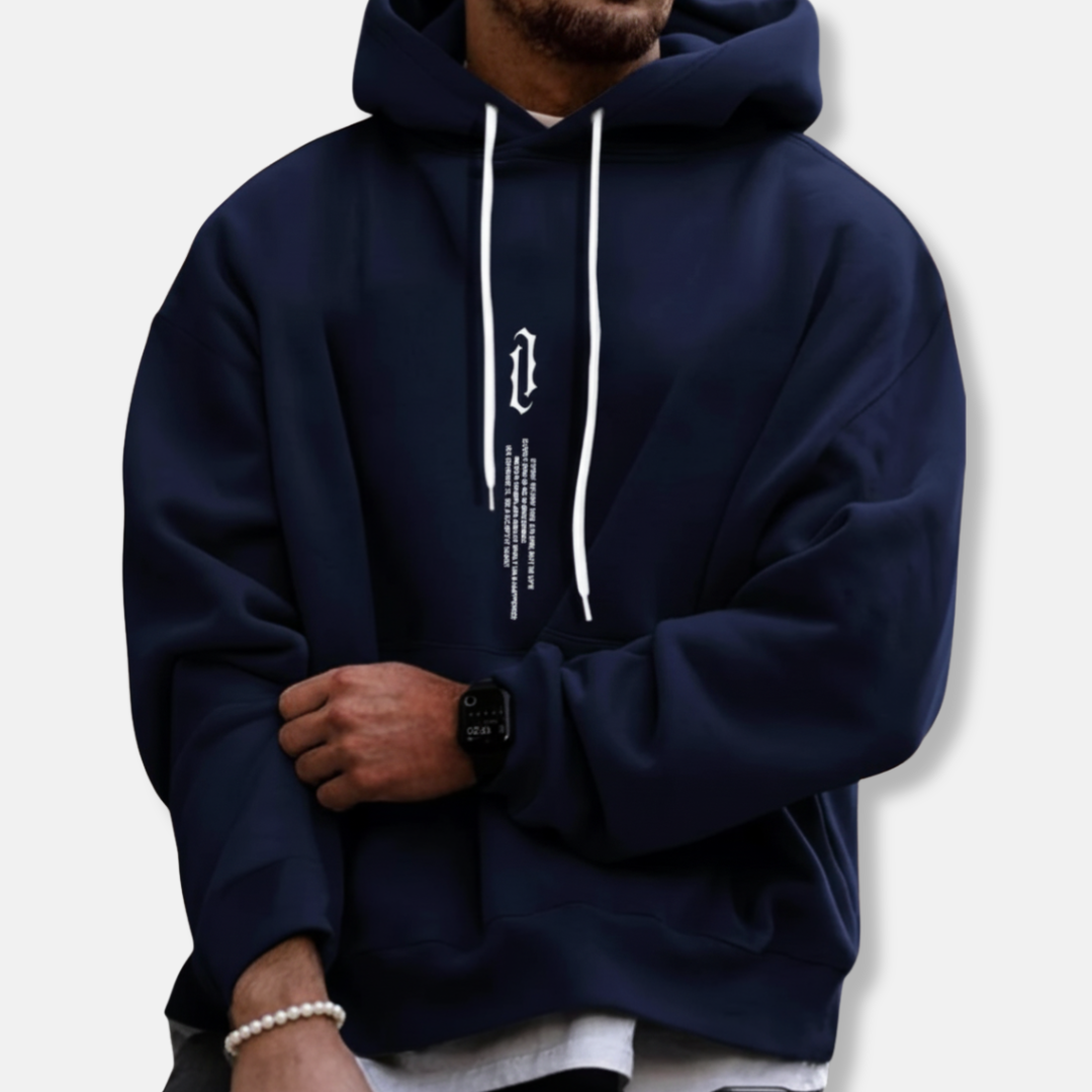 Men's oversized hoodie soft cotton blend printed kangaroo pocket urban casual streetwear