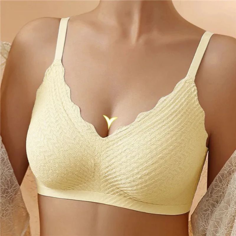 Mila wireless bra beige seamless everyday lift support wire-free contour comfort fit
