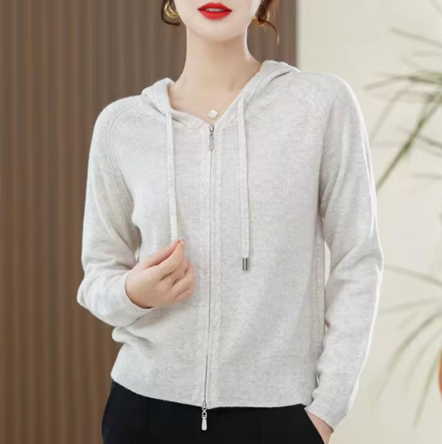 Women's zip-up hooded puffer jacket quilted silhouette casual warm everyday outerwear