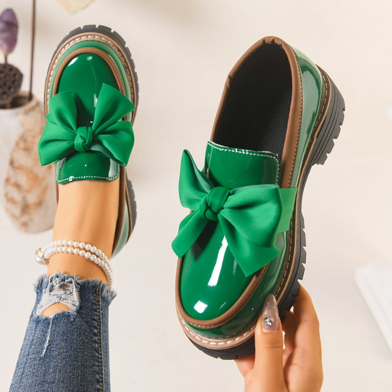 Demi | Women's Bow Loafers Platform Slip On Shoes