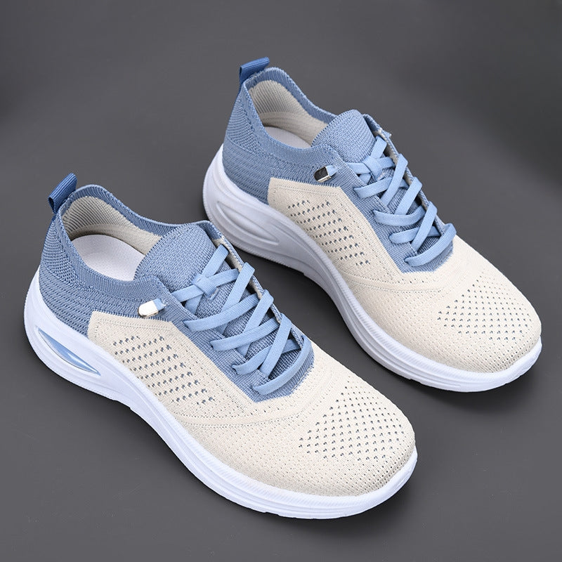 Gray mesh orthopedic slip-on sneakers with lightweight platform sole and sock-fit structure