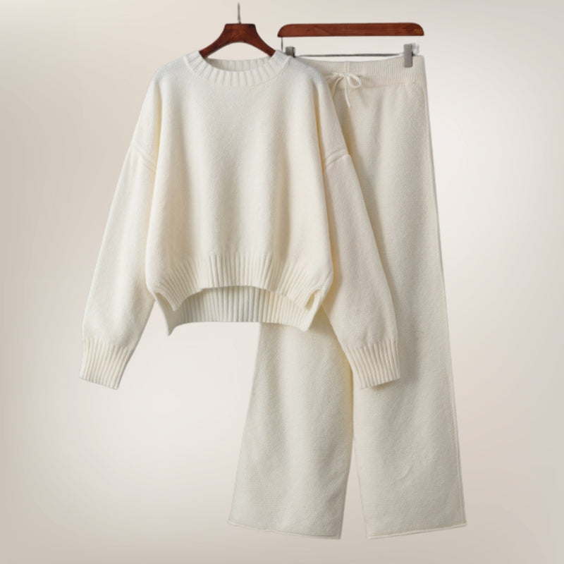 Women's soft breathable two-piece loungewear set relaxed fit coordinated top and bottom comfort essential