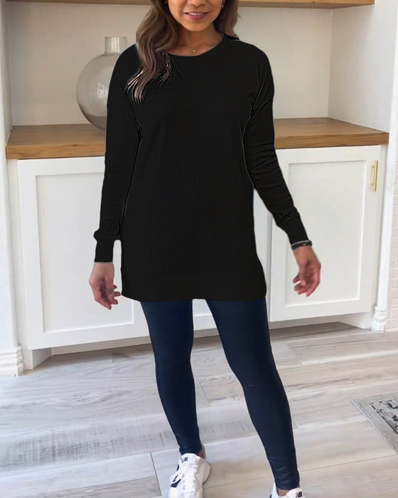 Unisex solid color long sleeve shirt classic fit soft fabric versatile everyday essential