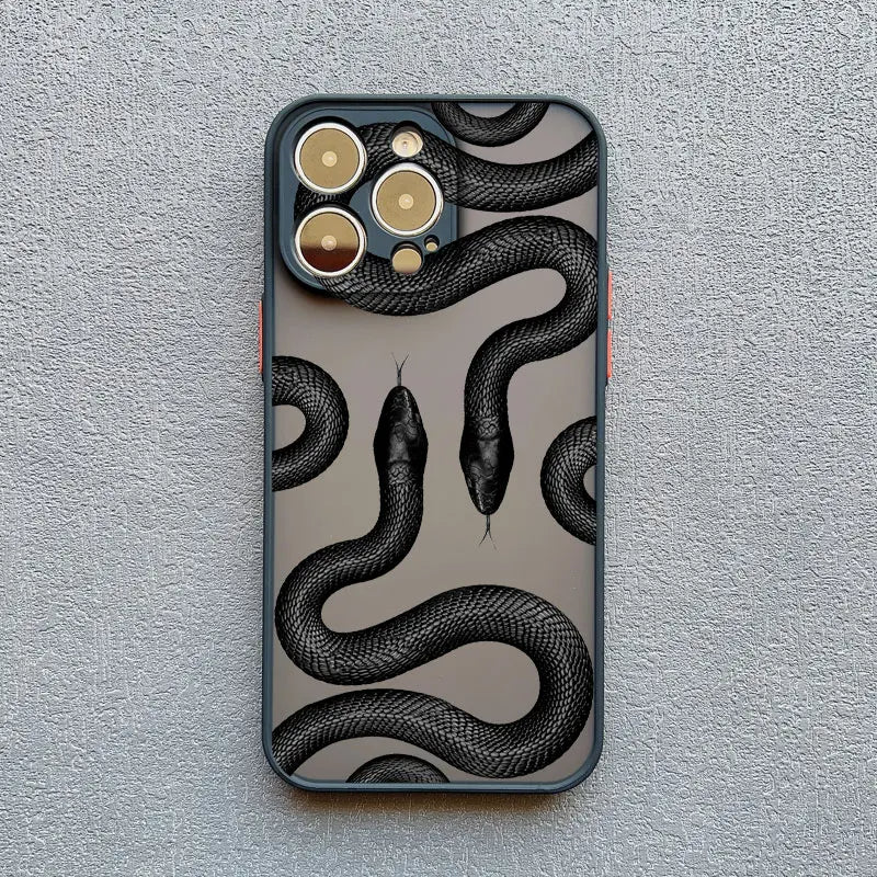 Serpent motif iPhone case metallic finish bold reptile design durable slim protective cover