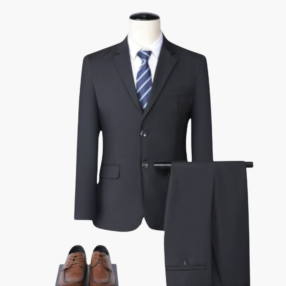 Men's slim fit navy blue suit lightweight breathable fabric elegant wedding business formal wear