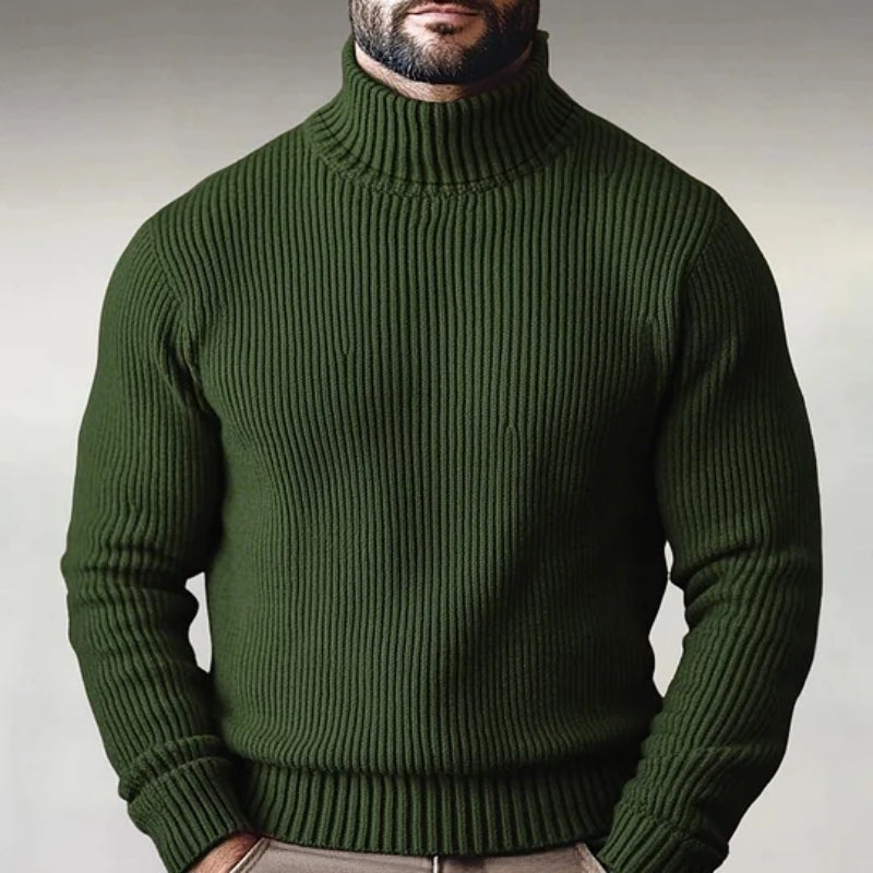 Women's ivory ribbed turtleneck sweater tailored fit with dense mock neck knit for all-season layering