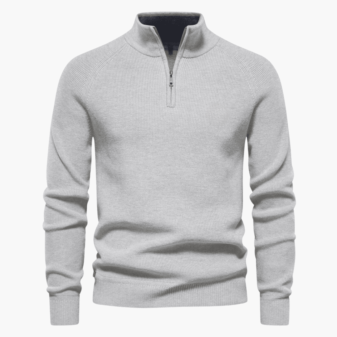 Men's slim-fit knitted sweater neutral tone premium soft fabric versatile office everyday layering