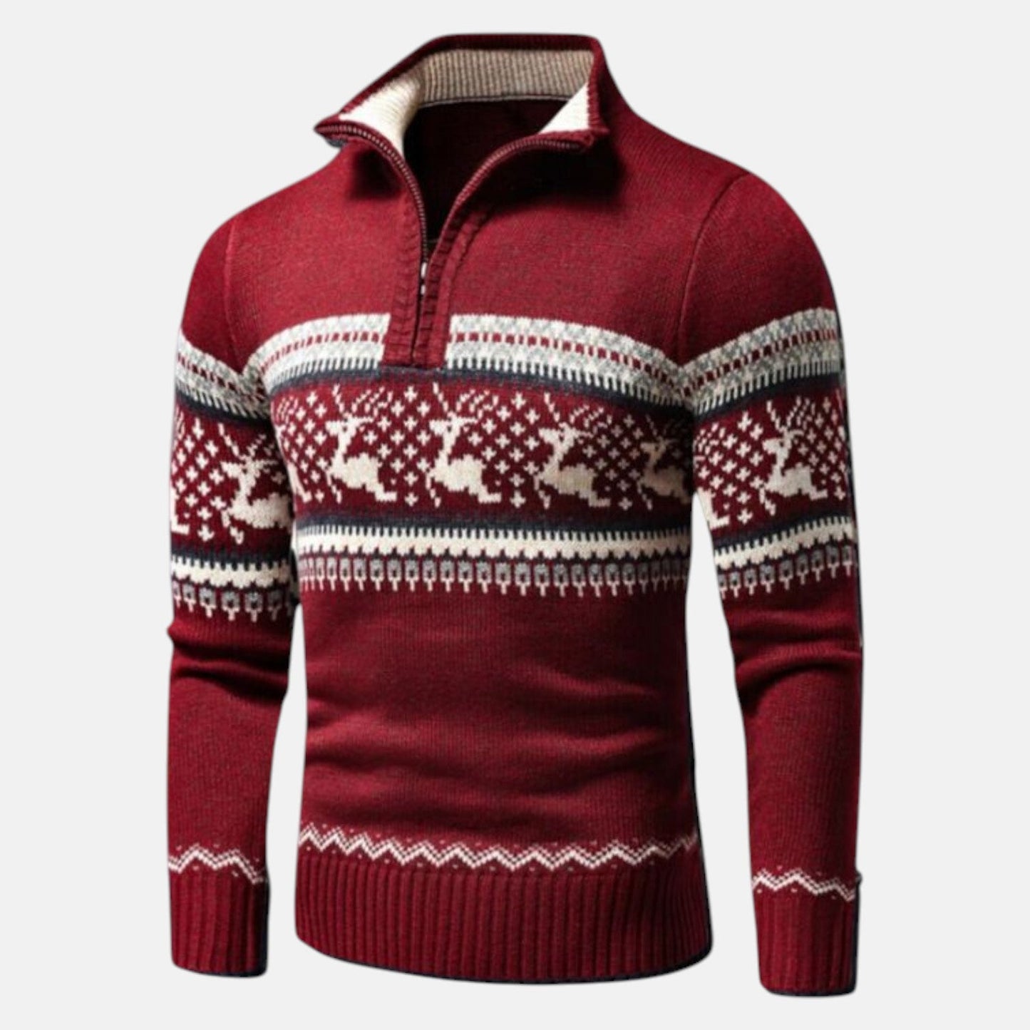 Men's cotton winter sweater modern regular fit with distinctive textured pattern for cold weather