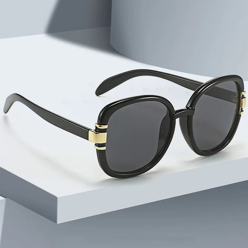 Square dual-tone acetate gradient sunglasses UV400 protection polished gold hinges glam fashion