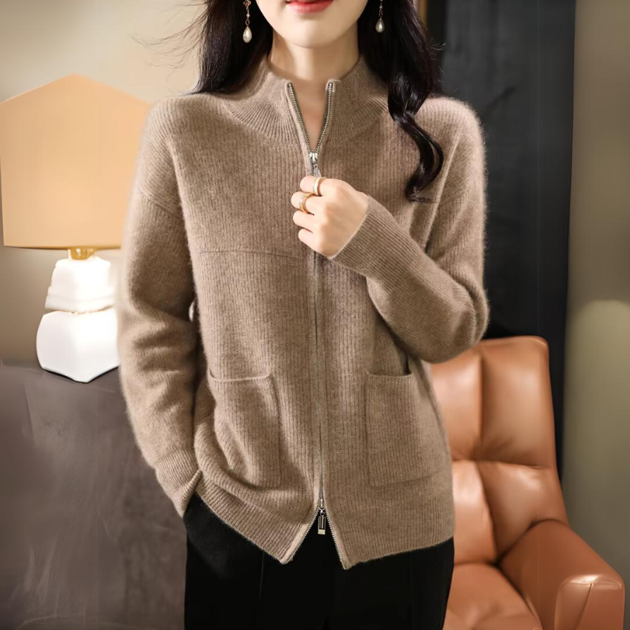 Merino wool knit jacket soft silken feel superior insulation all-season layering timeless style