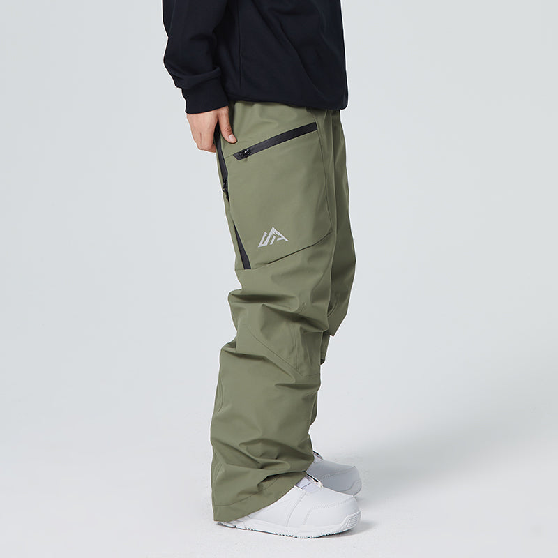 Women's waterproof snow pants in solid color with thigh vents, boot gaiters, and fully taped seams