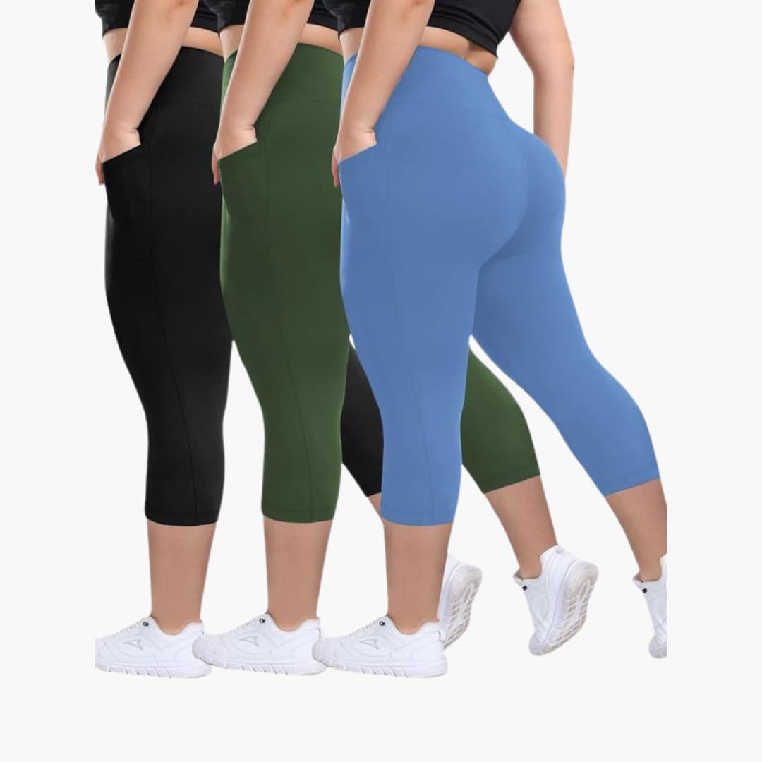 Women's high-waist capri leggings set breathable stretchy fabric sleek silhouette all-day comfort