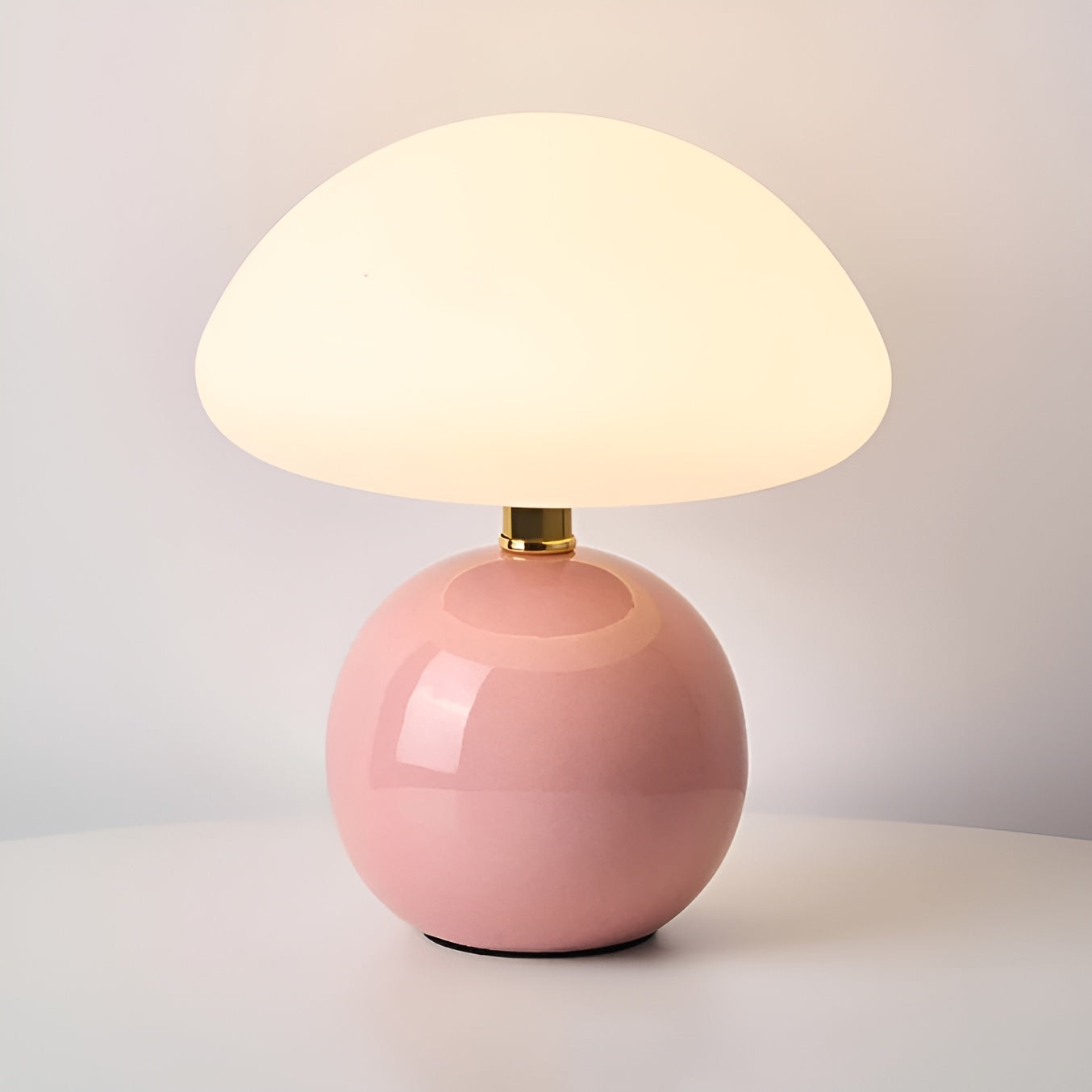 Modern mushroom ceramic table lamp three color modes warm neutral cool white sculptural base cozy decor