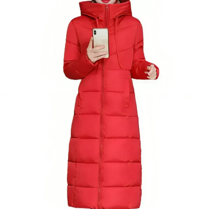 Jastin unisex longline puffer jacket with insulated lining, cozy winter warmth and polished style