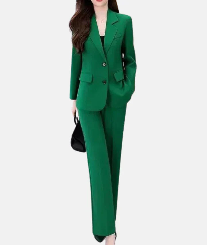 Women's tailored trouser suit elegant blazer professional slim-fit officewear polished silhouette