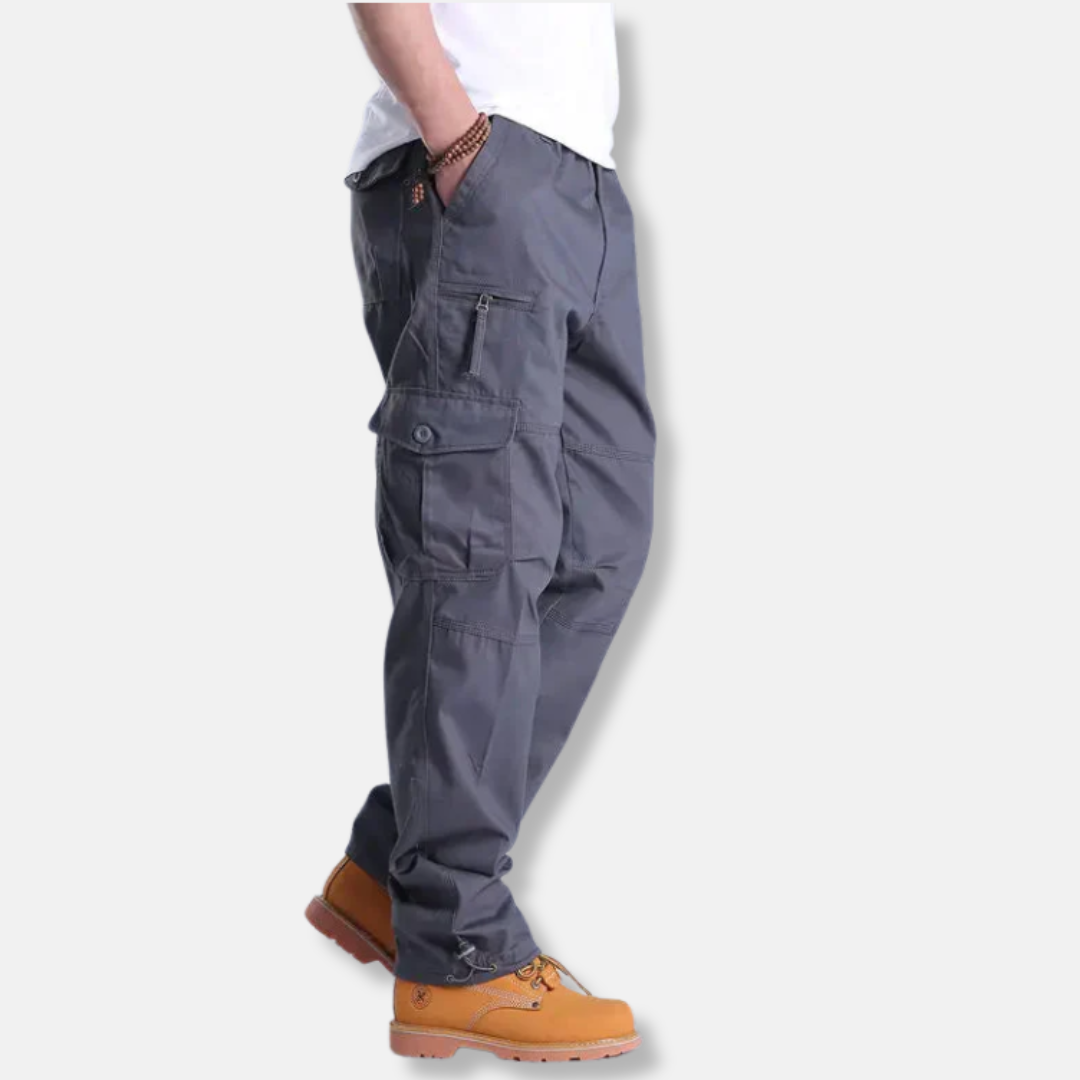 Men's relaxed fit camouflage cargo pants cotton blend multi-pocket straight leg urban style