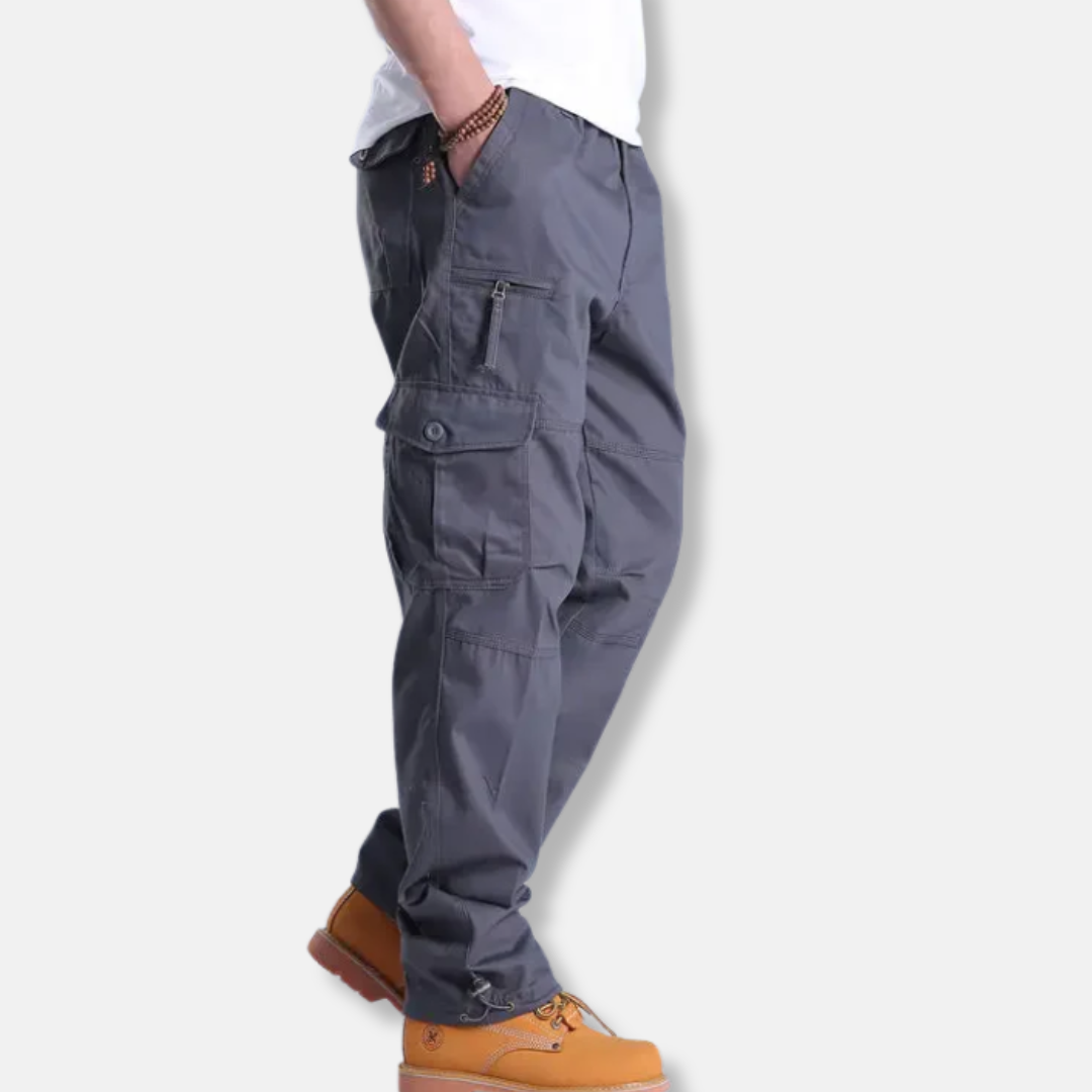 Men's camouflage cotton blend cargo pants relaxed fit with multiple utility pockets all-season