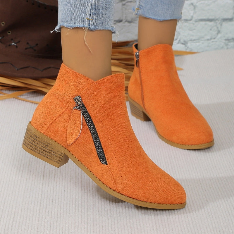 Women's brown suede ankle boots lightweight cushioned sole all-terrain structured silhouette