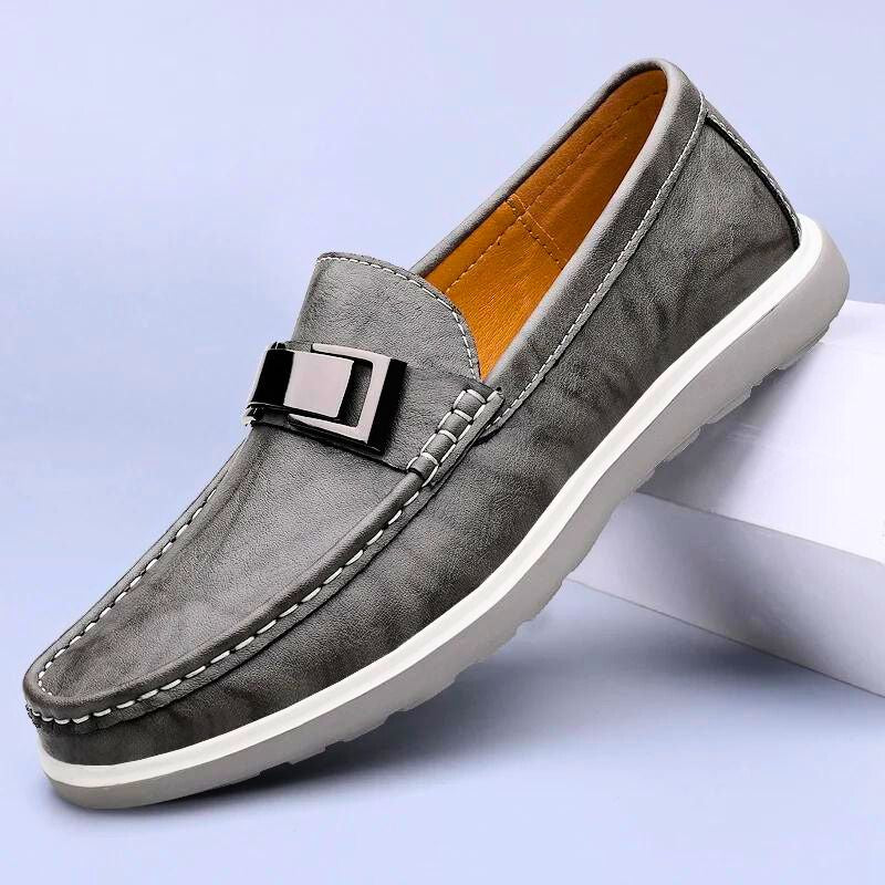 Cavan brown genuine leather loafers, Italian crafted slip-on with breathable padding for professionals