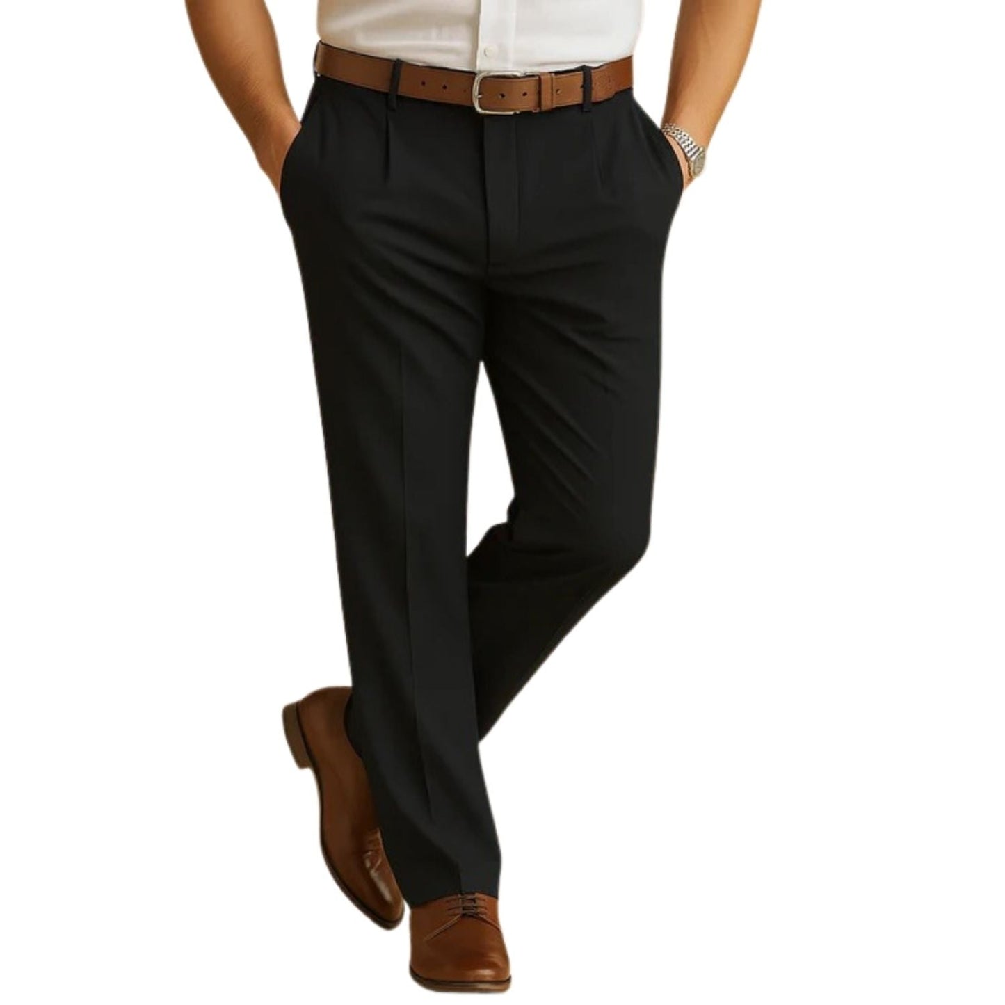 TrendAura classic men's chino pants relaxed fit beige neutral versatile work casual all-day comfort