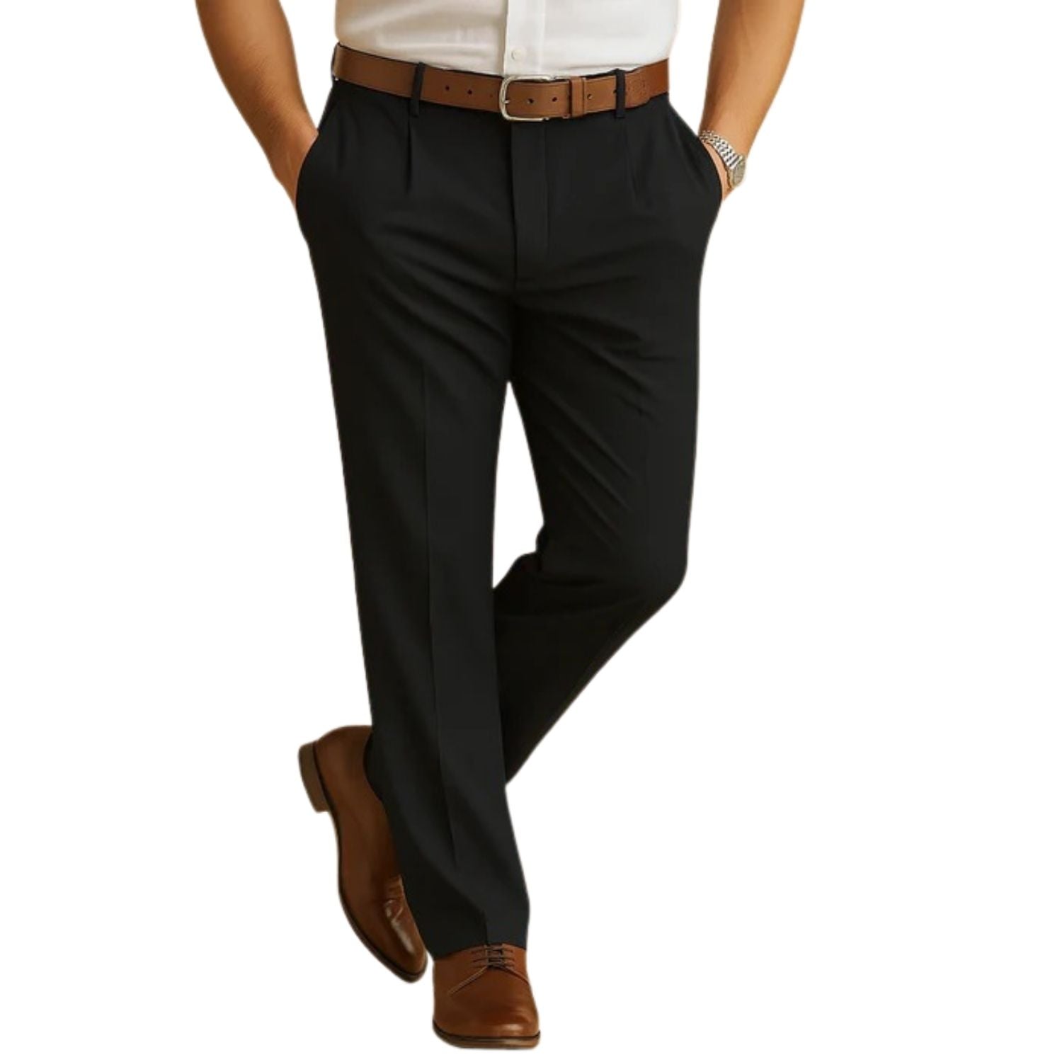 TrendAura classic men's chino pants relaxed fit beige neutral versatile work casual all-day comfort