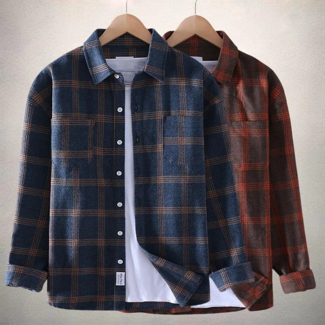 Men's lightweight plaid shirt relaxed tailored fit breathable fabric versatile everyday style