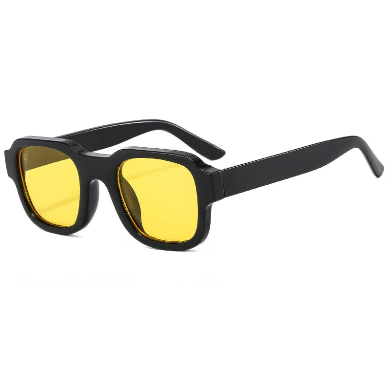 Parallax square unisex sunglasses black high-gloss acetate frame UV400 protection lightweight