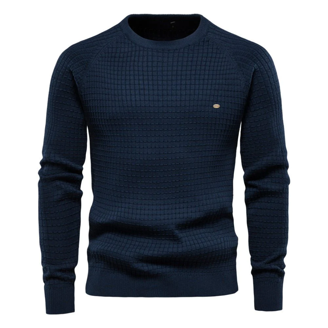 Men's classic knit pullover sweater warm long-sleeve everyday smart-casual ribbed crewneck