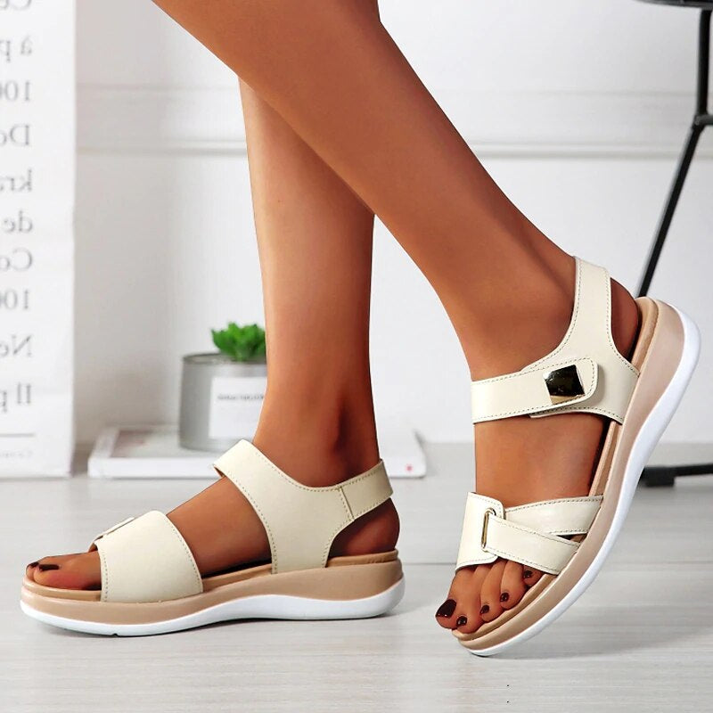 Ava women's platform slingback sandals with cushioned sole, dual straps, and adjustable hook-and-loop closure