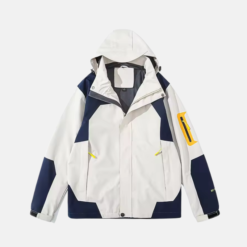 Men's windproof water-resistant outdoor jacket with adjustable hood, lightweight polyester shell