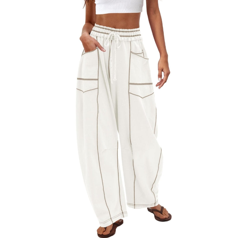 Women's barrel sweatpants high rise relaxed fit soft breathable fabric for travel and lounge