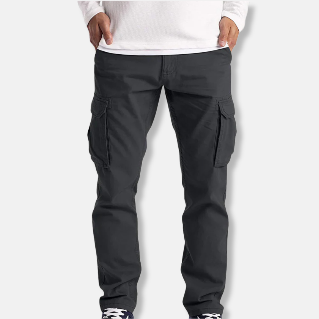 Men's cotton blend cargo pants straight fit full length with practical pockets everyday casual style