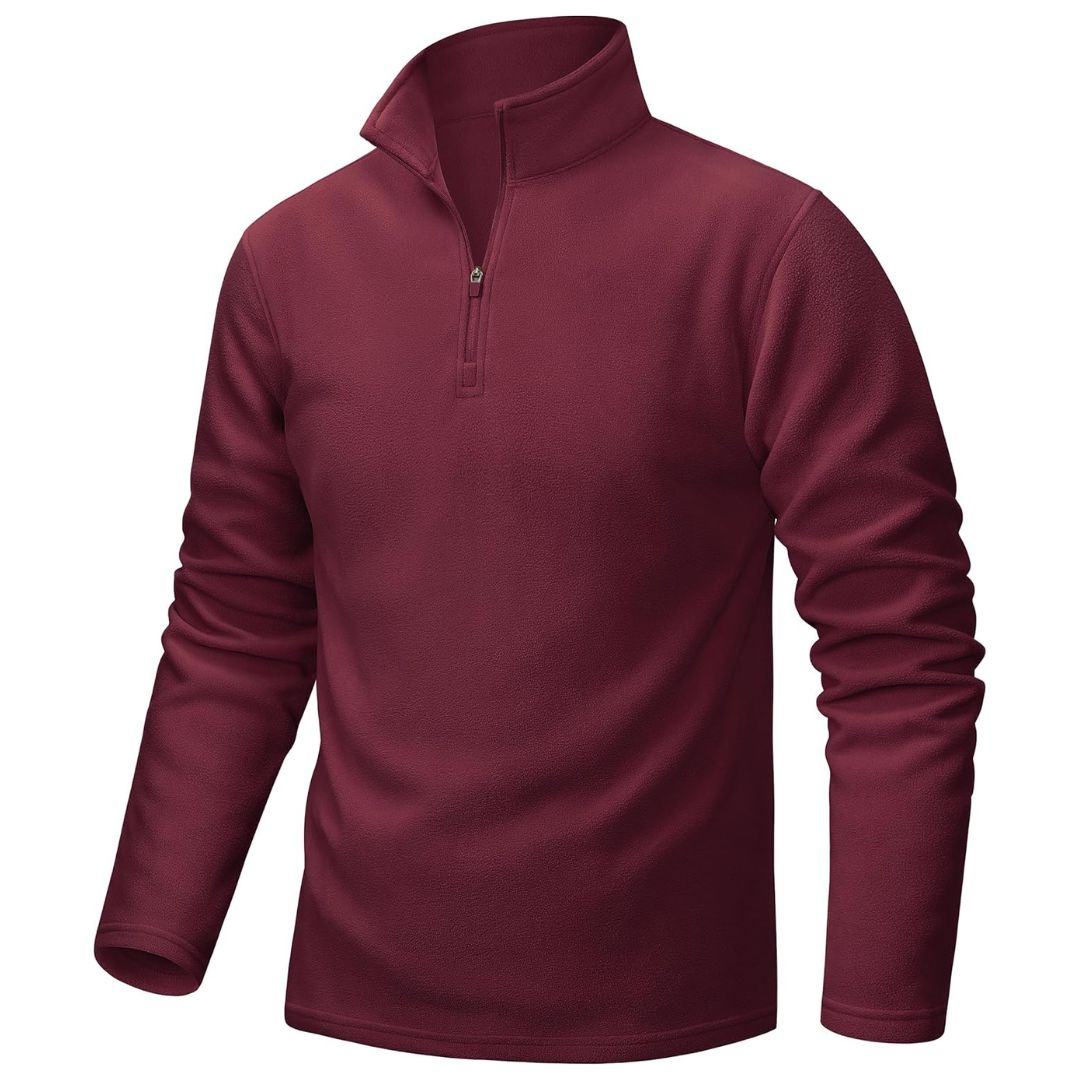 Men's gray UNCW vintage quarter-zip fleece pullover sweatshirt with stand collar windproof warmth