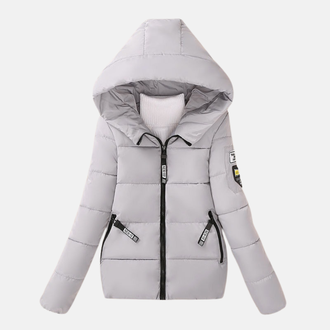 Women's quilted padded coat hooded relaxed fit insulated winter jacket cozy warmth