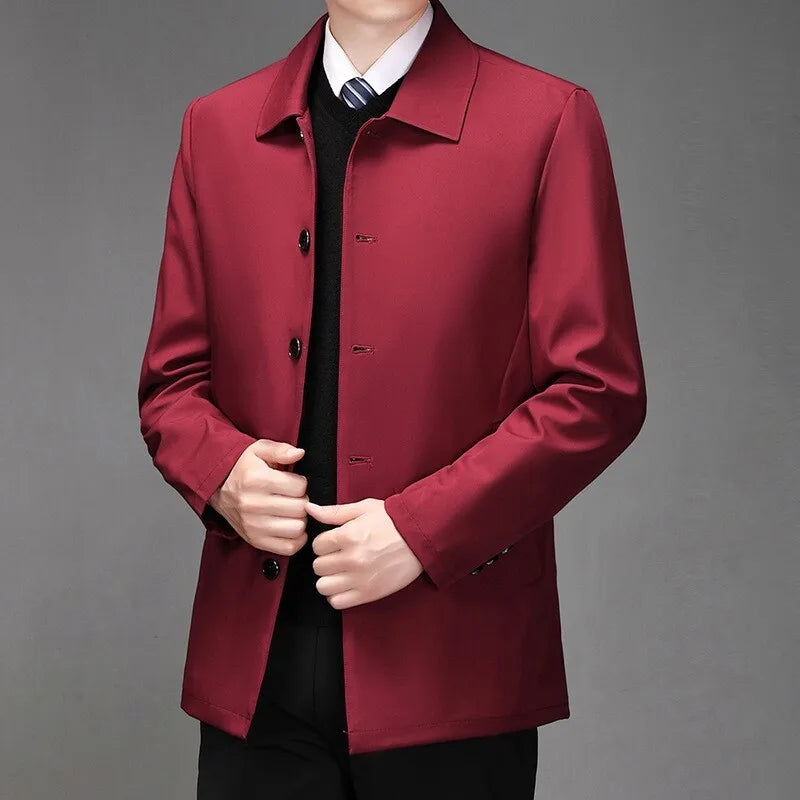 Charcoal tailored executive coat for professionals with wrinkle-resistant crisp drape and structured fit