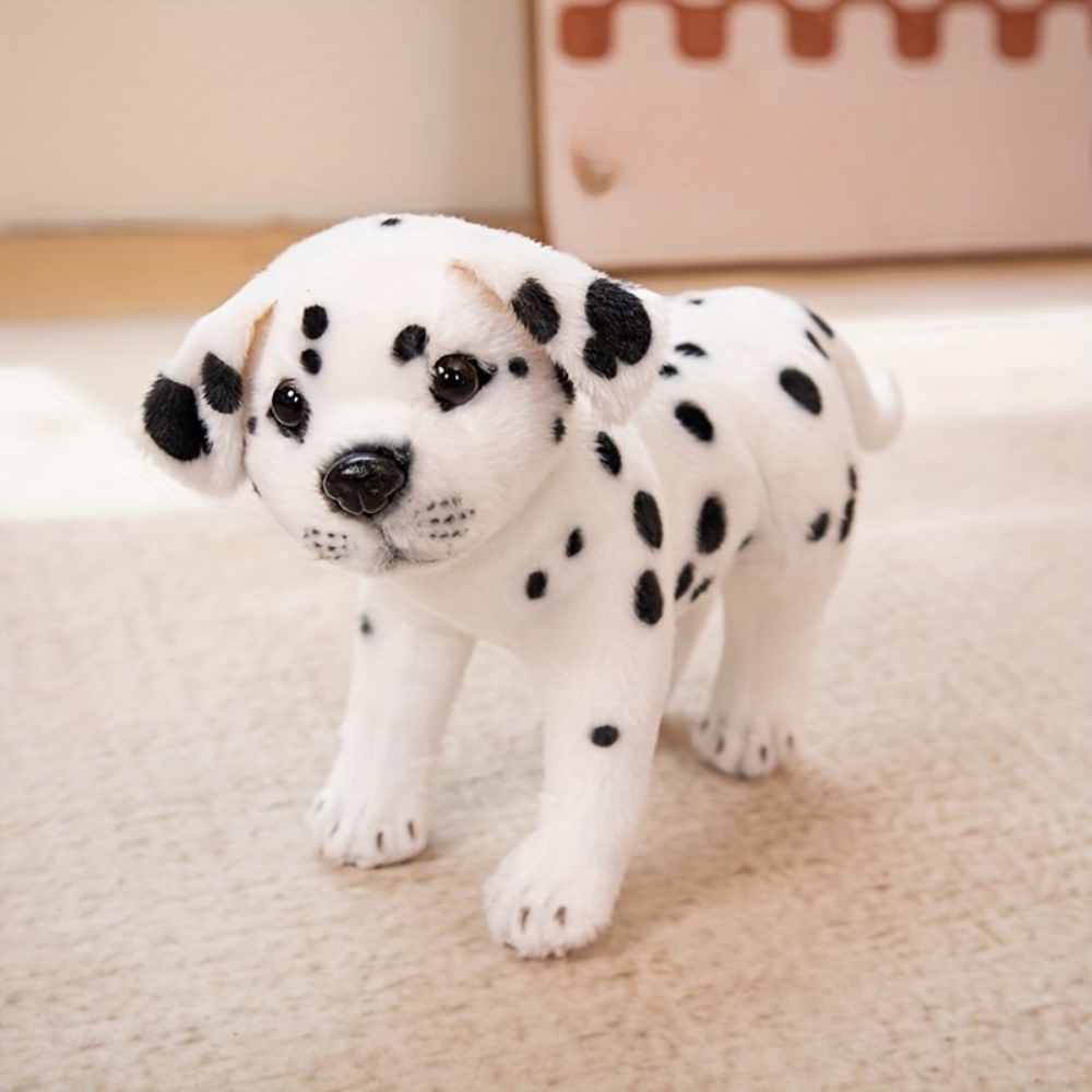 Dalmatian-style polka dot puppy plush toy ultra-soft cuddly companion safe for babies from 0 years
