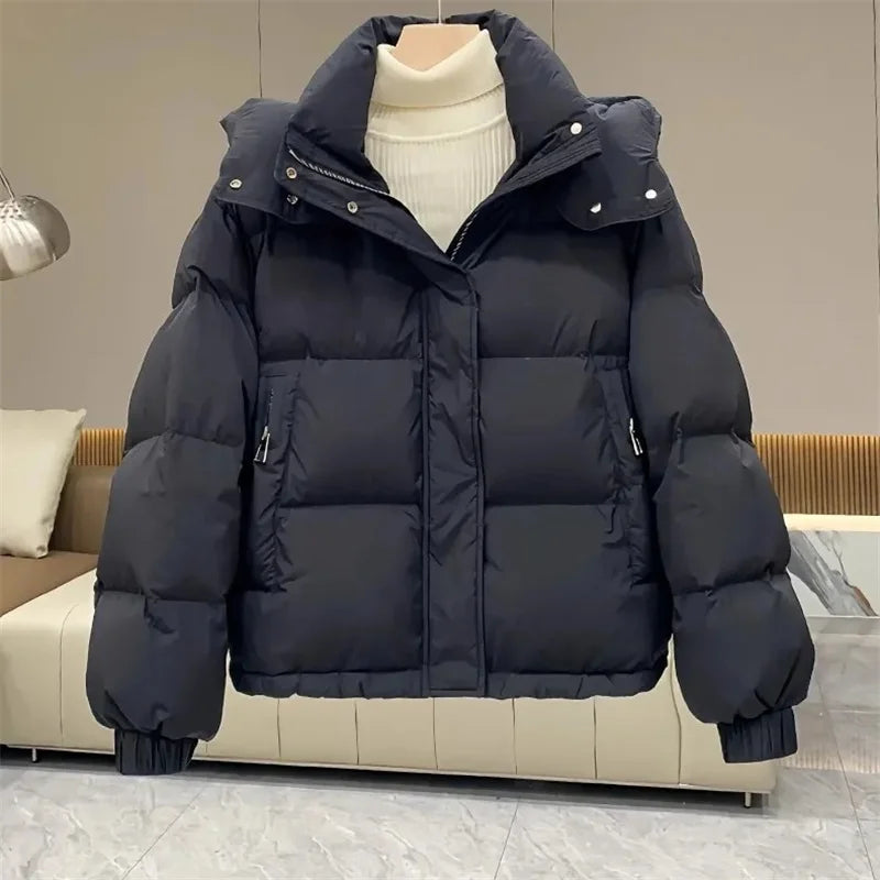 Women's insulated puffer jacket streamlined silhouette cozy winter outerwear for everyday casual wear