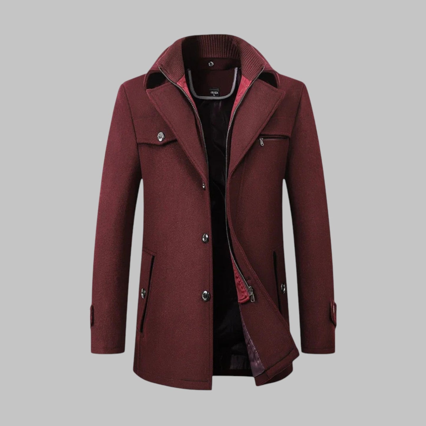 Jaron men's wool winter coat regular fit in gray timeless elegant style with premium warm smooth drape