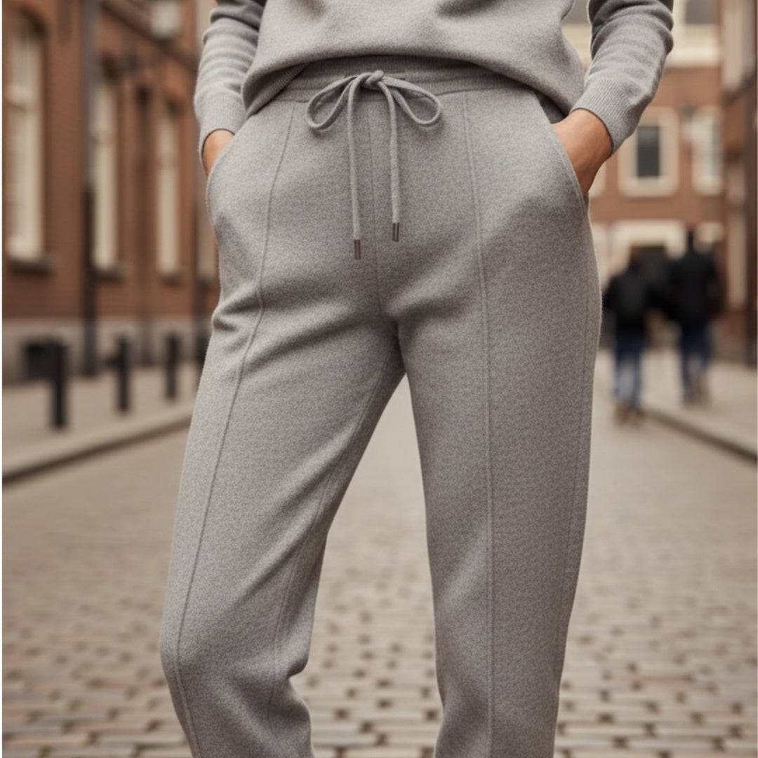 Women's ultra-soft cashmere loungewear pants relaxed fit silky warm neutral-toned casual luxury