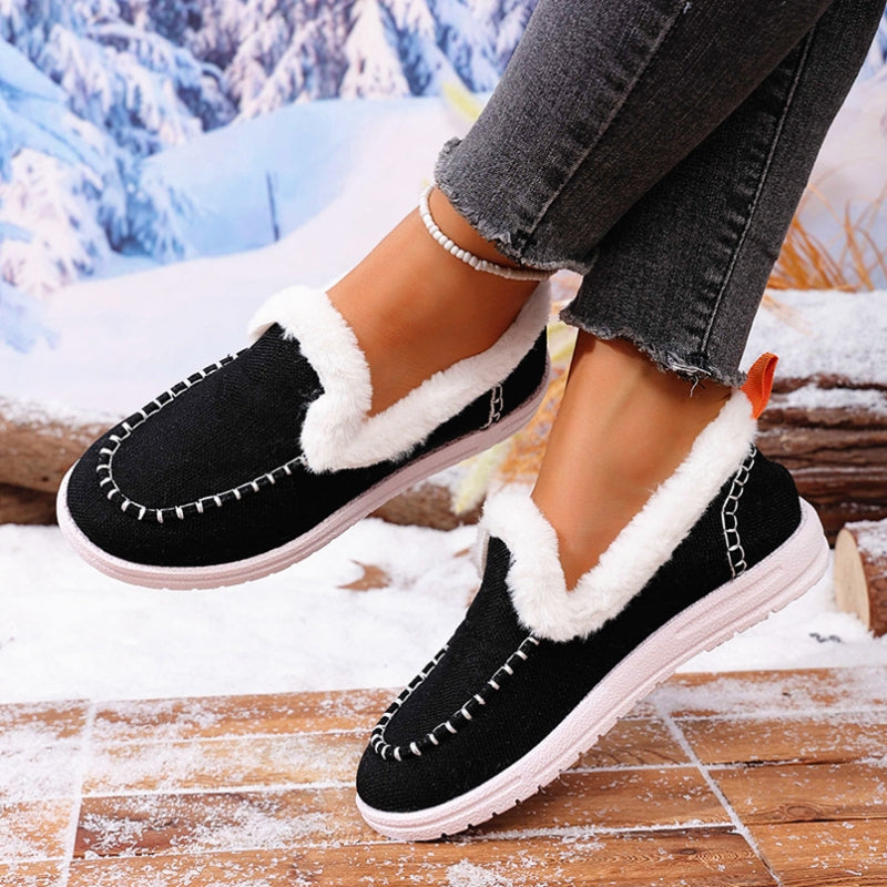 Snova slip-on suede loafers with warm fur lining and snow-grip outsole for winter