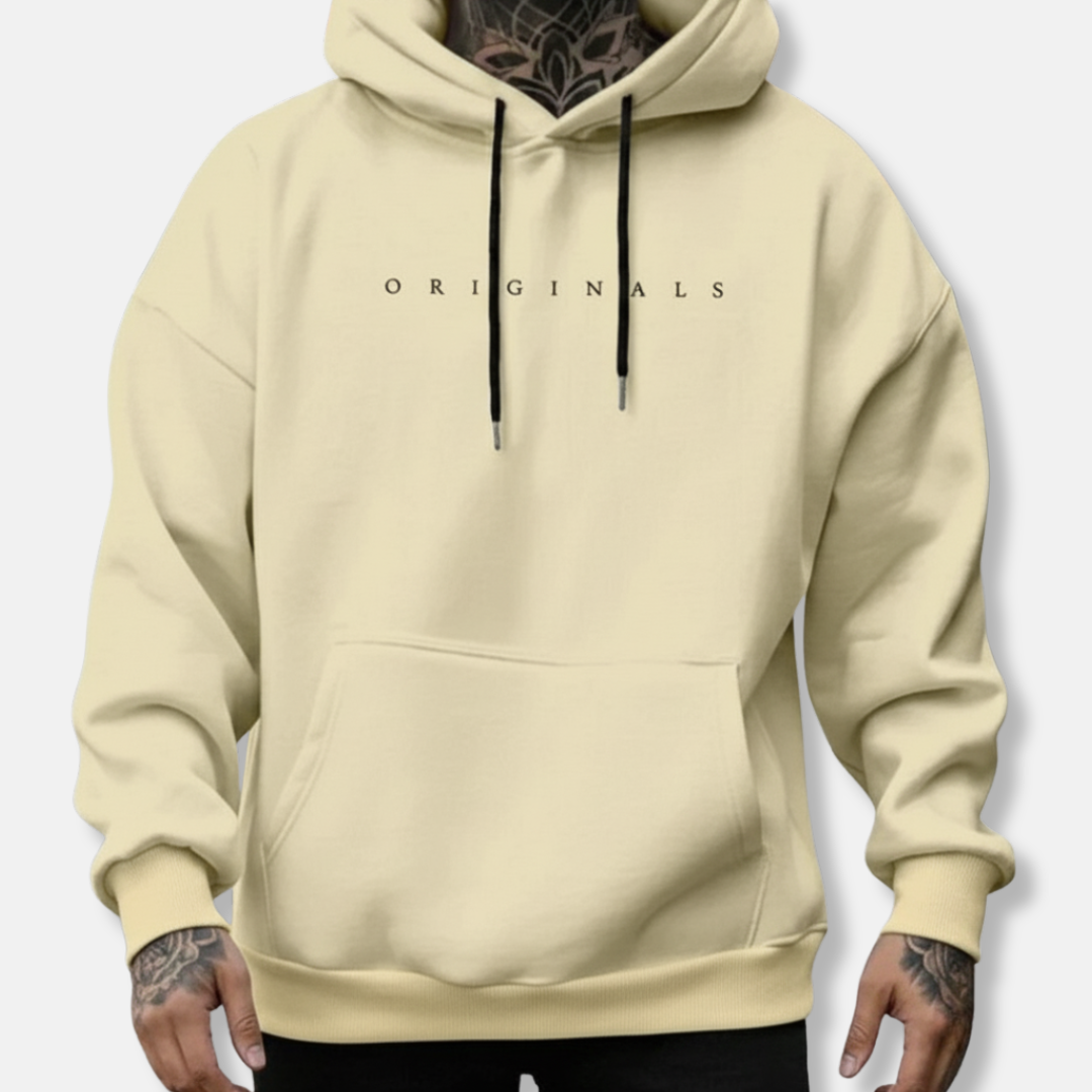 Men's relaxed fit hoodie drawstring hood kangaroo pocket soft breathable urban casual style