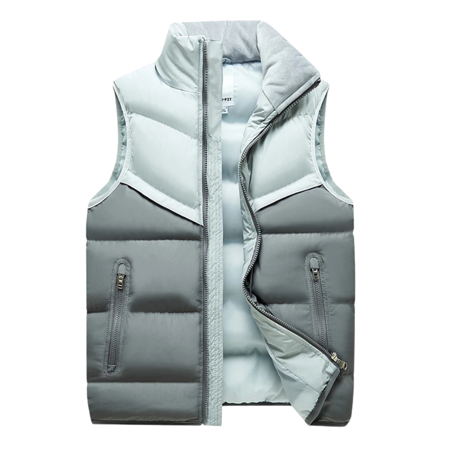 Black thermal puffer vest sleeveless layering style with wind and water resistant shell